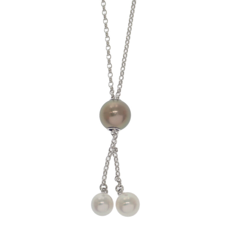 MIKIMOTO 御木本 Akoya 珍珠 K18 白金 鑽石 鍊墜 女款【中古】【A級】