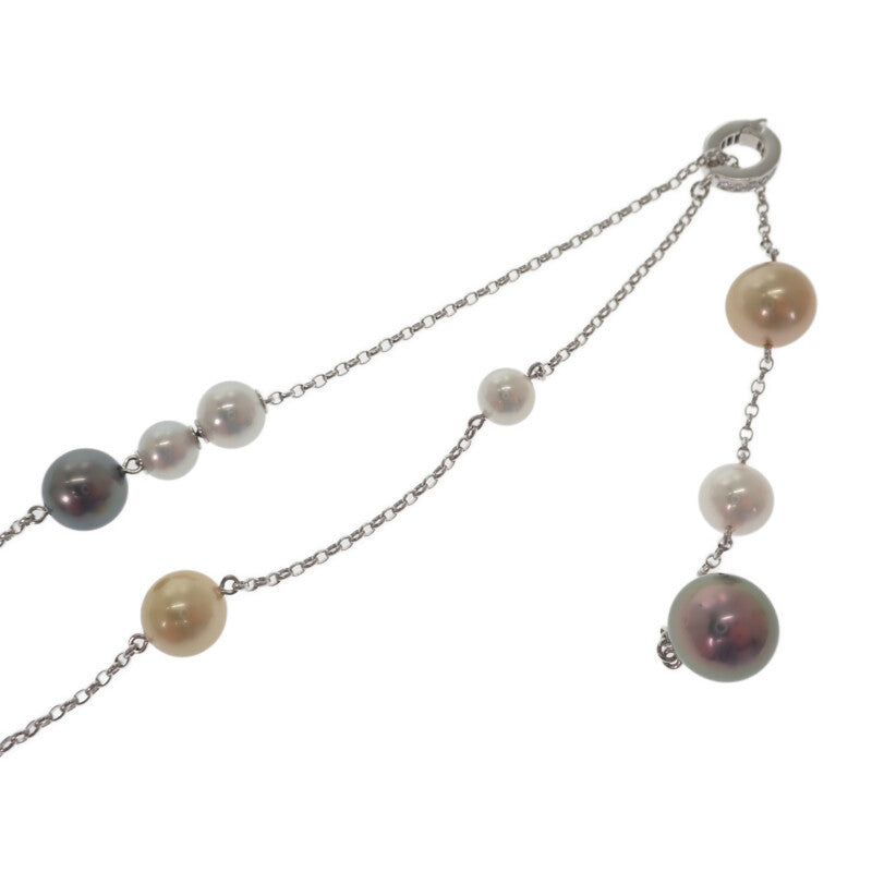 MIKIMOTO 御木本 Akoya 珍珠 K18 白金 鑽石 鍊墜 女款【中古】【A級】