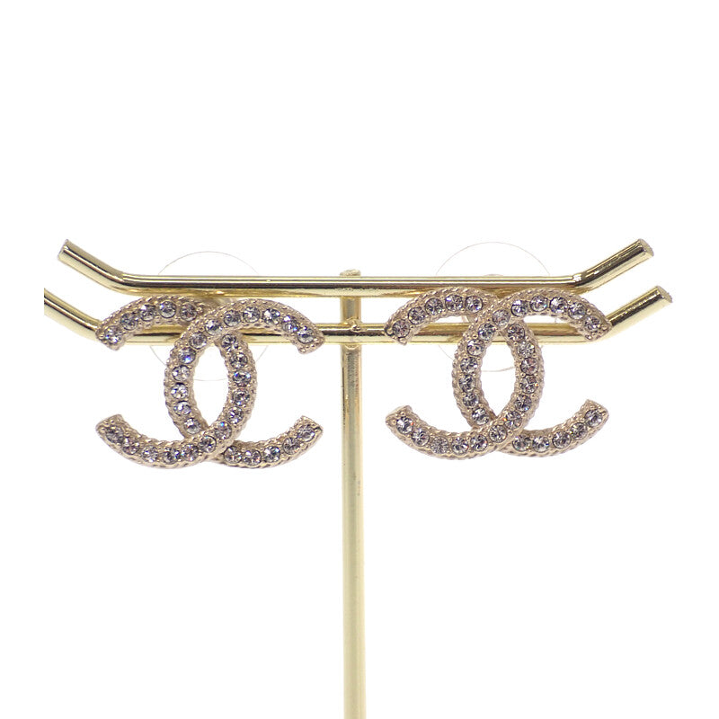 シャネル CHANEL ココマーク ピアス メタル ストラス ゴールド レディース【中古】【Aランク】