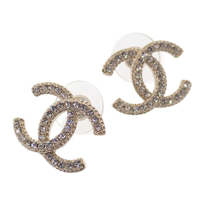 香奈兒 CHANEL COCO Mark耳環 金屬 水鑽 金色 女士【中古】【A級】