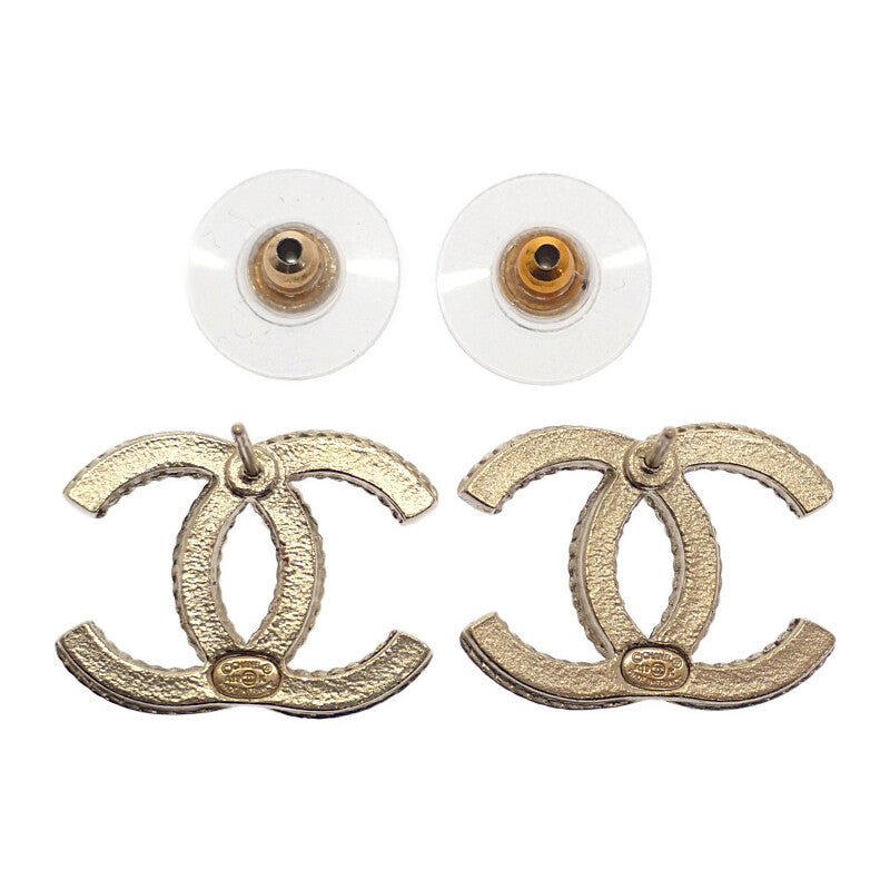 香奈兒 CHANEL COCO Mark耳環 金屬 水鑽 金色 女士【中古】【A級】