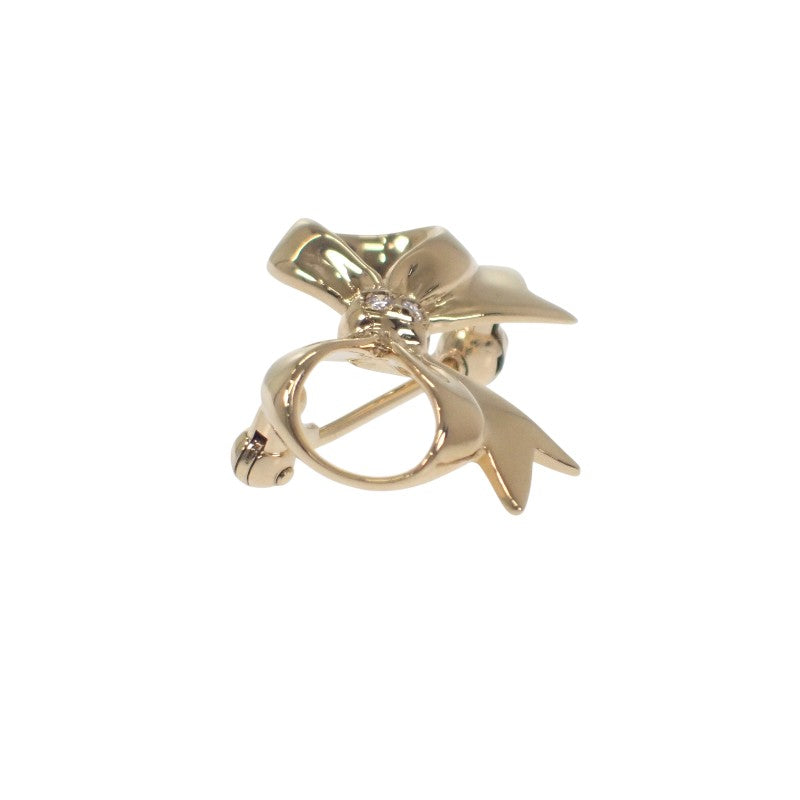 ミキモト MIKIMOTO リボン ブローチ K18イエローゴールド ゴールド ダイヤモンド レディース【中古】【Aランク】