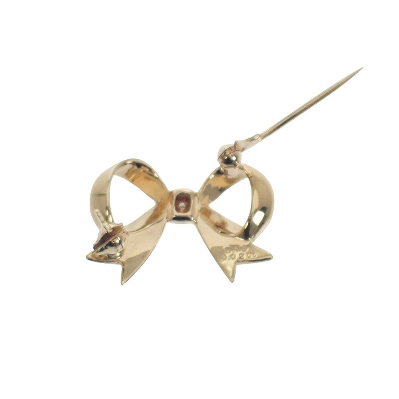 ミキモト MIKIMOTO リボン ブローチ K18イエローゴールド ゴールド ダイヤモンド レディース【中古】【Aランク】