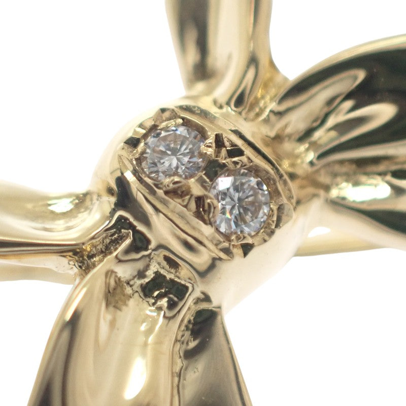 ミキモト MIKIMOTO リボン ブローチ K18イエローゴールド ゴールド ダイヤモンド レディース【中古】【Aランク】