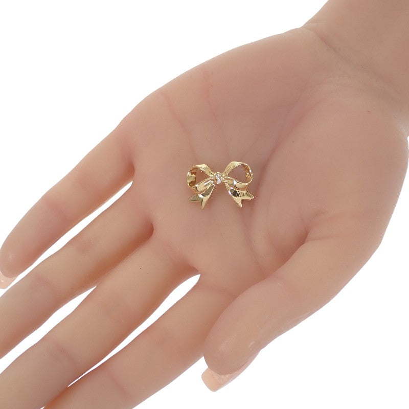 ミキモト MIKIMOTO リボン ブローチ K18イエローゴールド ゴールド ダイヤモンド レディース【中古】【Aランク】