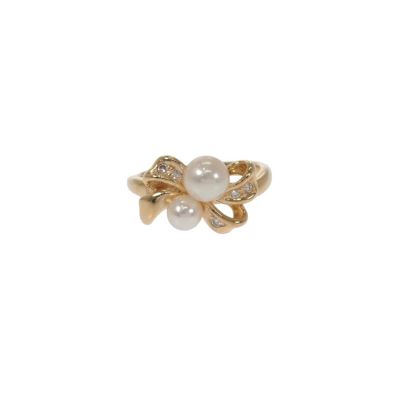 タサキ TASAKI リボンモチーフ 11号 リング K18イエローゴールド パール ゴールド ダイヤモンド レディース【中古】【Aランク】