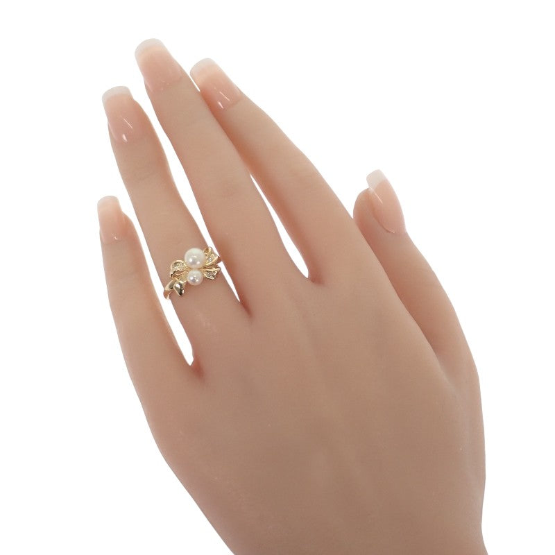 タサキ TASAKI リボンモチーフ 11号 リング K18イエローゴールド パール ゴールド ダイヤモンド レディース【中古】【Aランク】
