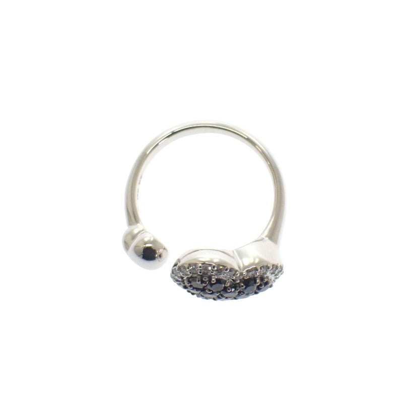 Ponte Vecchio Heart Ring, Size 12, K18 White Gold, Black Diamond, Diamond, Ladies'