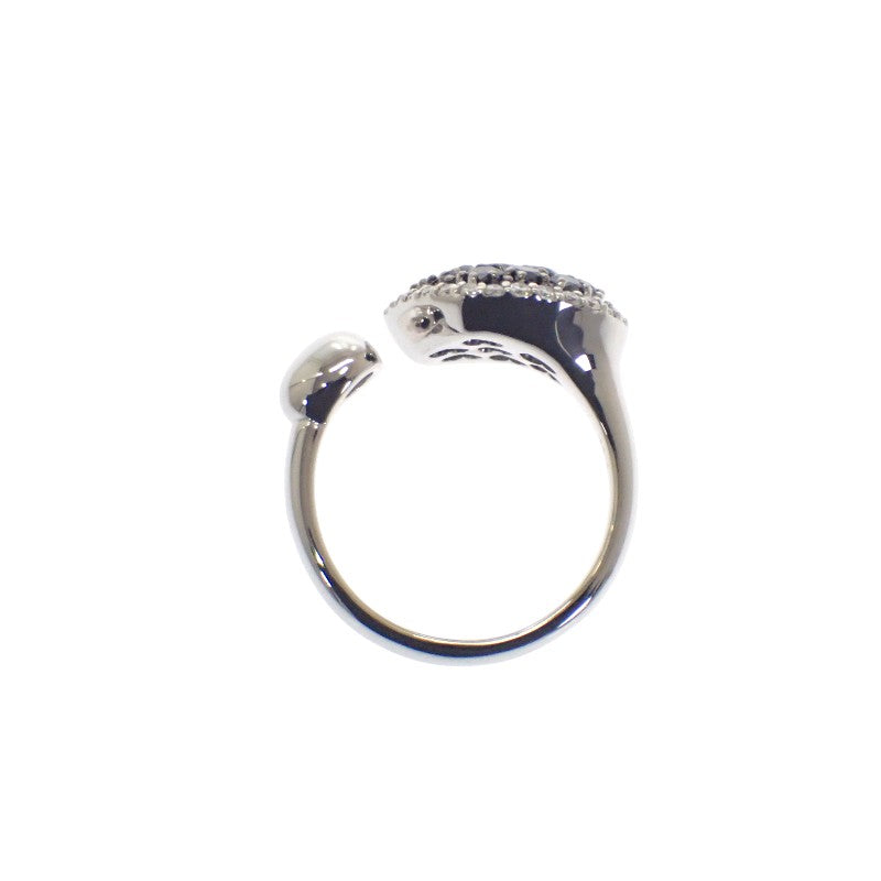 Ponte Vecchio Heart Ring, Size 12, K18 White Gold, Black Diamond, Diamond, Ladies'