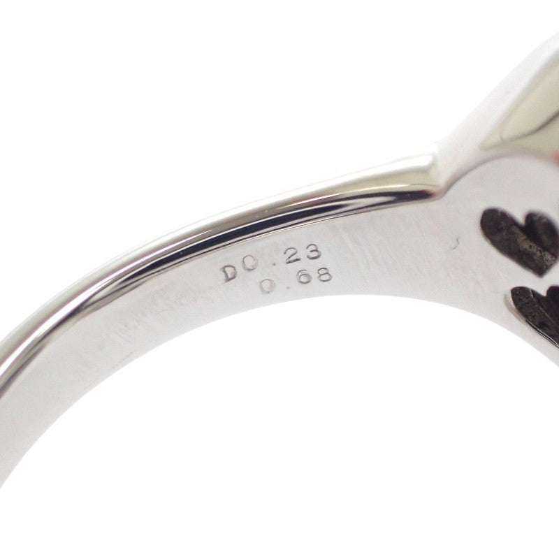 Ponte Vecchio Heart Ring, Size 12, K18 White Gold, Black Diamond, Diamond, Ladies'