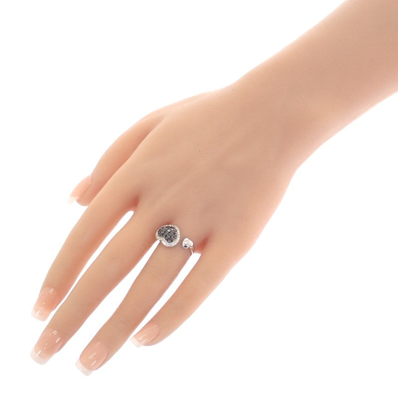 Ponte Vecchio Heart Ring, Size 12, K18 White Gold, Black Diamond, Diamond, Ladies'