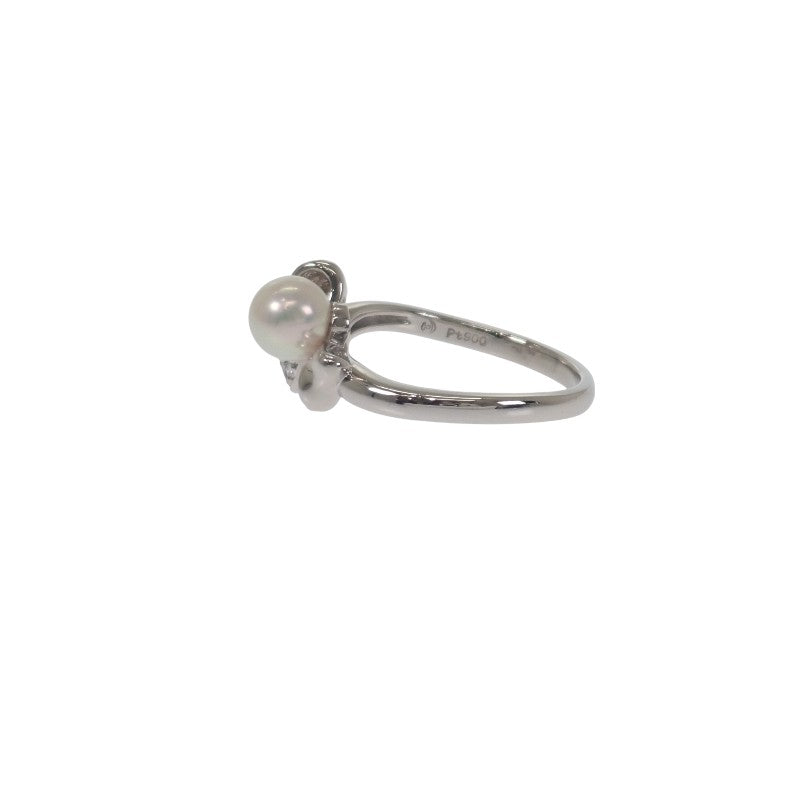 タサキ TASAKI リボンモチーフ 10号 リング Pt900プラチナ パール ダイヤモンド レディース【中古】【Aランク】