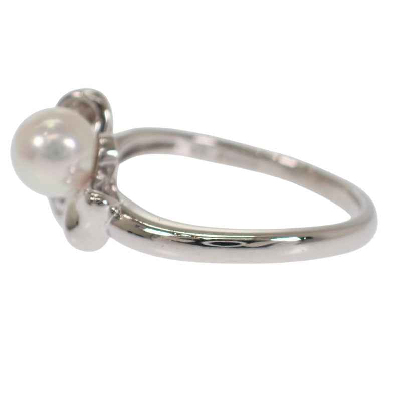 タサキ TASAKI リボンモチーフ 10号 リング Pt900プラチナ パール ダイヤモンド レディース【中古】【Aランク】
