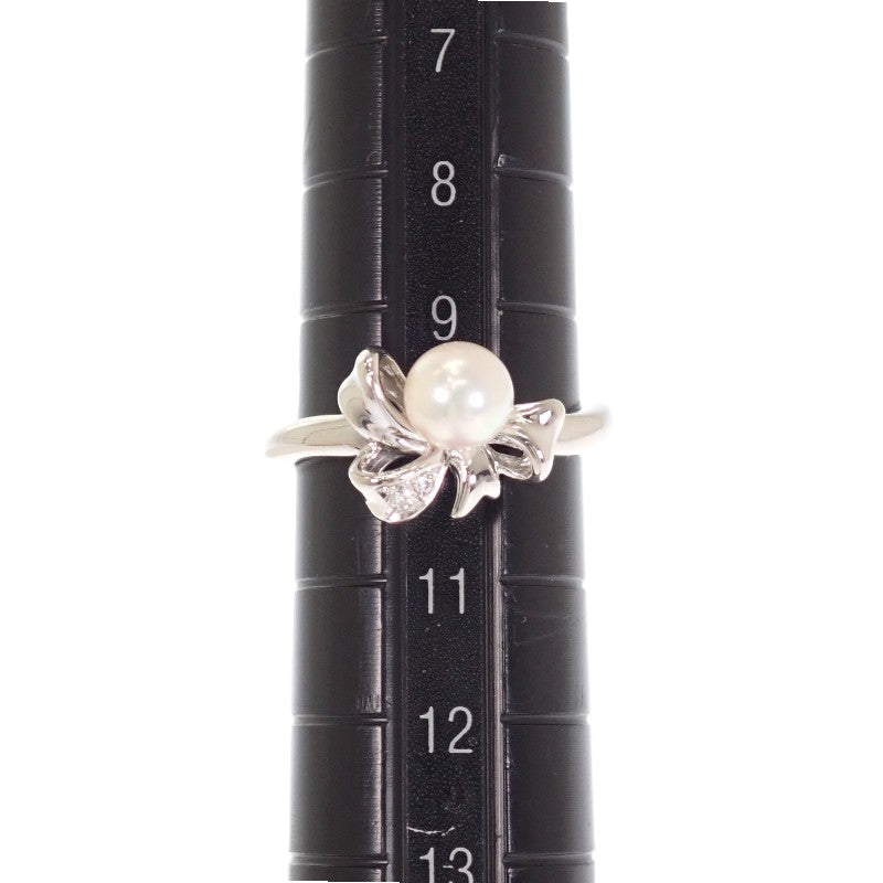 タサキ TASAKI リボンモチーフ 10号 リング Pt900プラチナ パール ダイヤモンド レディース【中古】【Aランク】