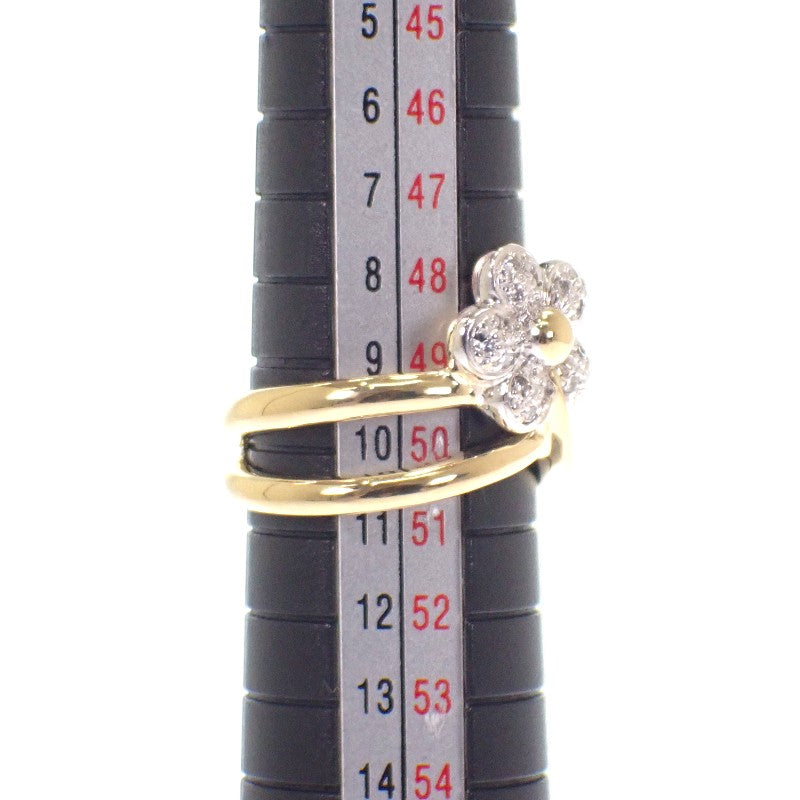 ポンテヴェキオ Ponte Vecchio フラワー 10号 リング K18イエローゴールド K18ホワイトゴールド ダイヤモンド レディース【中古】【Aランク】