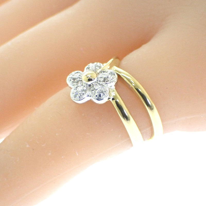 ポンテヴェキオ Ponte Vecchio フラワー 10号 リング K18イエローゴールド K18ホワイトゴールド ダイヤモンド レディース【中古】【Aランク】