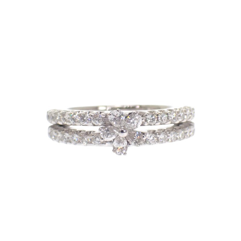 ポンテヴェキオ Ponte Vecchio フラワー 9号 リング K18ホワイトゴールド ダイヤモンド レディース【中古】【Aランク】