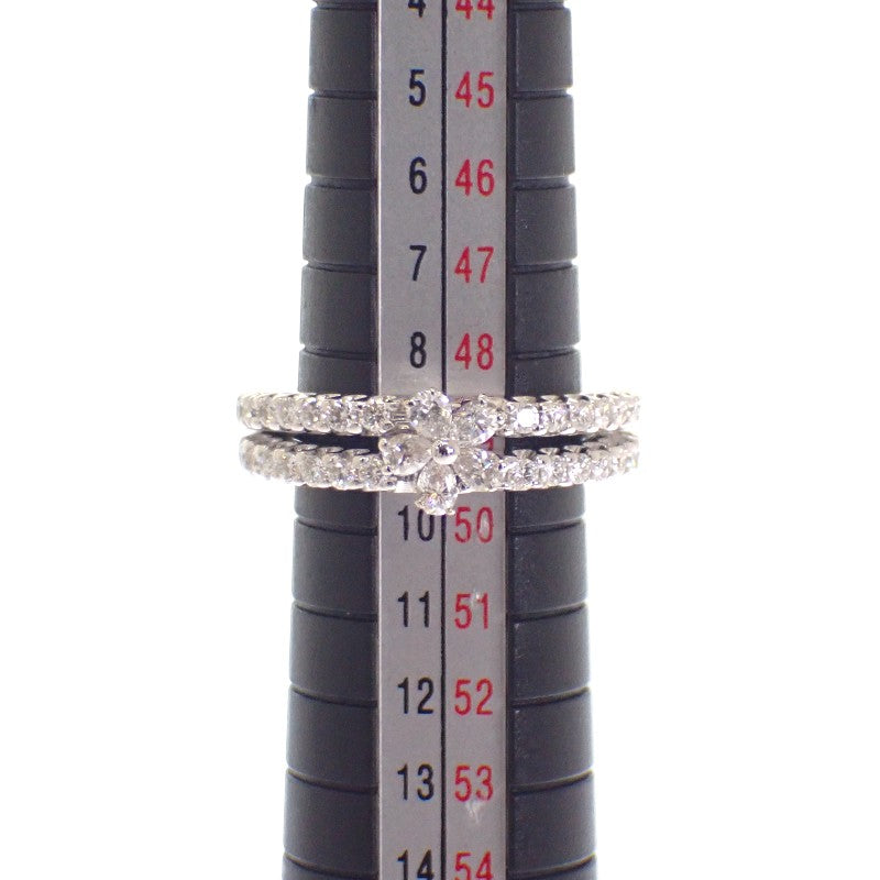 Ponte Vecchio 弗洛拉花朵鑽石戒指 9號 K18白金 女款【中古】【A級】