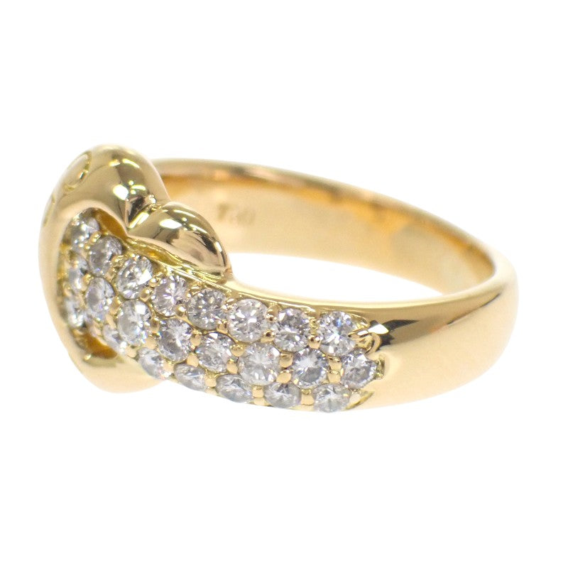 セリーヌ CELINE ロゴ ハーフパヴェ 10号 リング K18イエローゴールド ダイヤモンド レディース【中古】【Aランク】