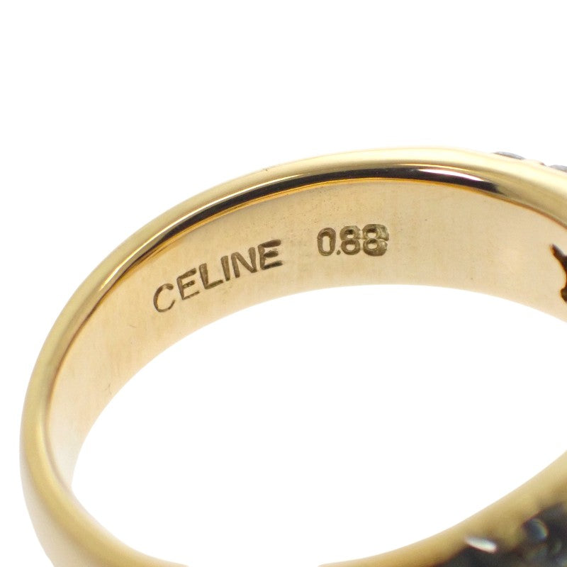 セリーヌ CELINE ロゴ ハーフパヴェ 10号 リング K18イエローゴールド ゴールド ダイヤモンド レディース【中古】【Aランク】