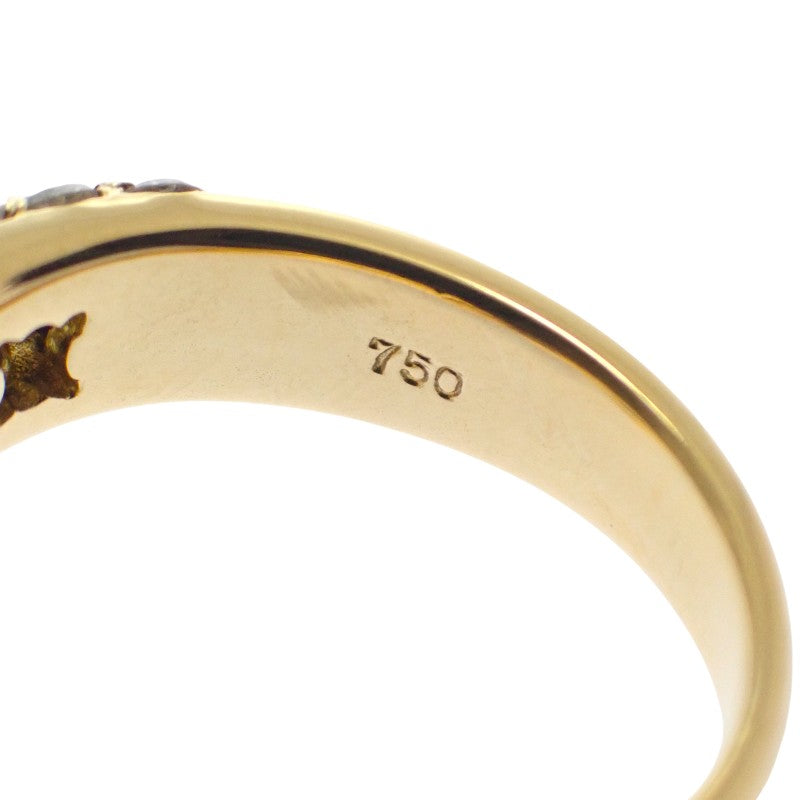 セリーヌ CELINE ロゴ ハーフパヴェ 10号 リング K18イエローゴールド ゴールド ダイヤモンド レディース【中古】【Aランク】