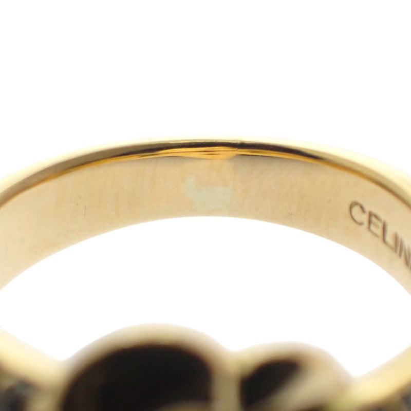 セリーヌ CELINE ロゴ ハーフパヴェ 10号 リング K18イエローゴールド ゴールド ダイヤモンド レディース【中古】【Aランク】