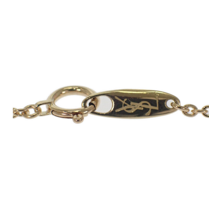 聖羅蘭 SAINT LAURENT 三葉草項鍊 K18黃金 珍珠 金色 女士【中古】【A級品】