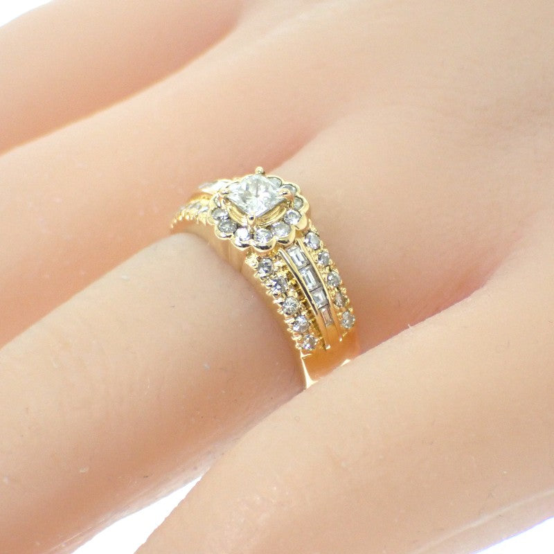 デザインジュエリー 13号 リング K18イエローゴールド ダイヤモンド レディース【中古】【Aランク】