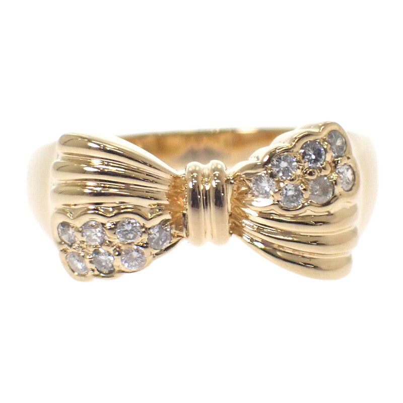 リボンモチーフ デザインジュエリー 12号 リング K18イエローゴールド ダイヤモンド レディース【中古】【Aランク】