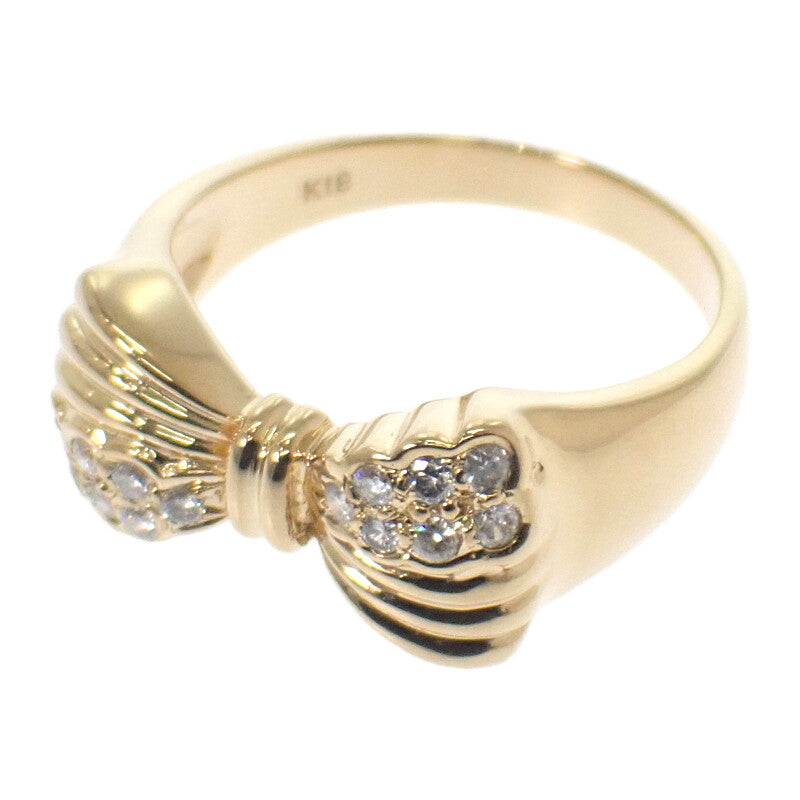 リボンモチーフ デザインジュエリー 12号 リング K18イエローゴールド ダイヤモンド レディース【中古】【Aランク】
