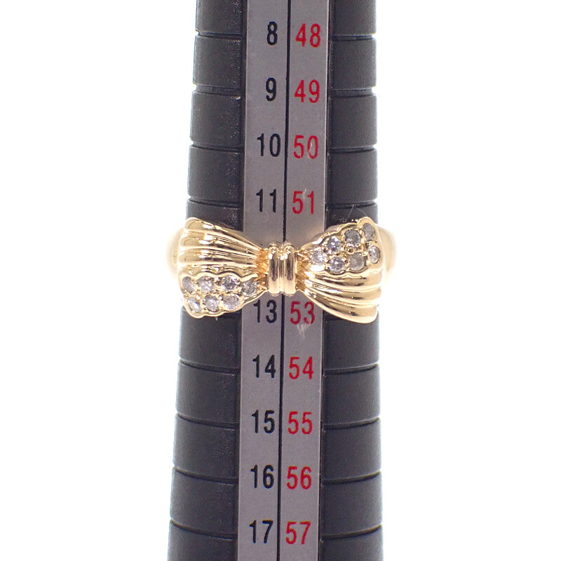 リボンモチーフ デザインジュエリー 12号 リング K18イエローゴールド ダイヤモンド レディース【中古】【Aランク】