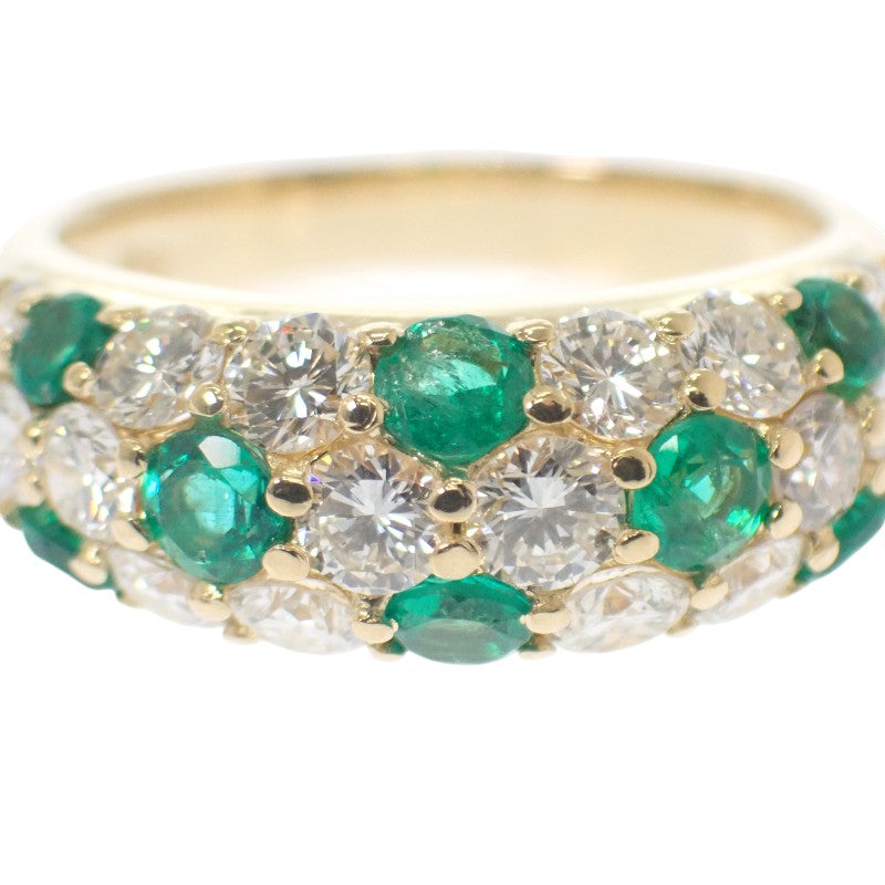 デザインジュエリー パヴェ 12号 リング K18イエローゴールド グリーン エメラルド ダイヤモンド レディース【中古】【Aランク】