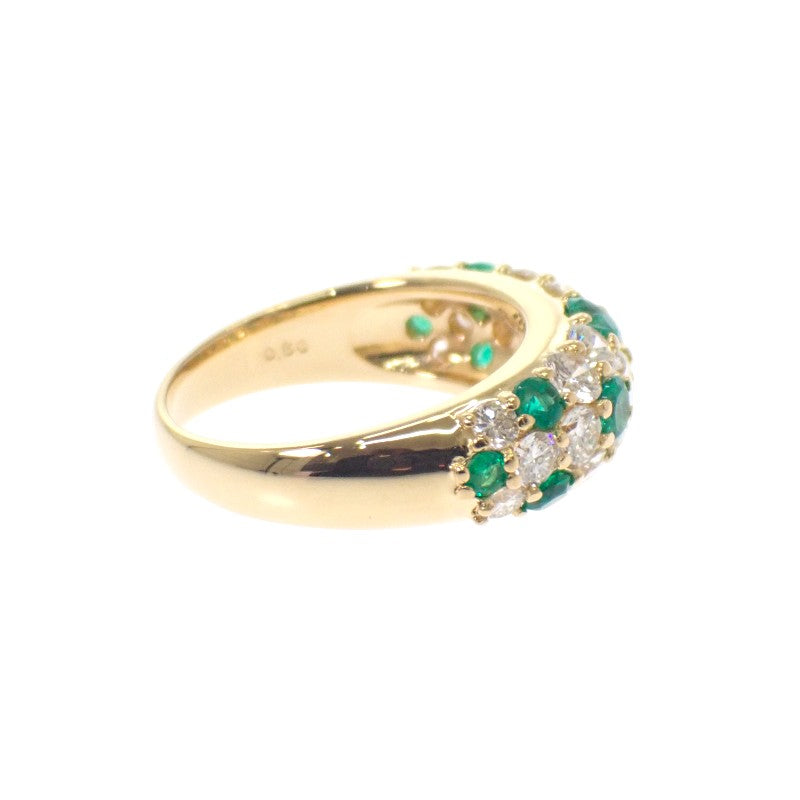 デザインジュエリー パヴェ 12号 リング K18イエローゴールド グリーン エメラルド ダイヤモンド レディース【中古】【Aランク】