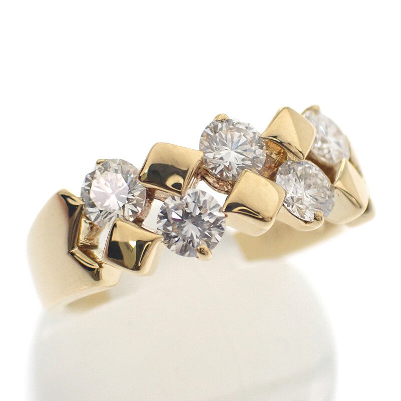 スタッズデザイン ジュエリー 14号 リング K18イエローゴールド ダイヤモンド レディース メンズ【中古】【Aランク】