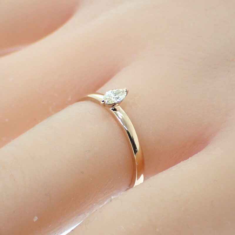 設計珠寶 橄欖形切割 12號 戒指 K18粉紅金 粉紅金 鑽石 女士【中古】【A級】