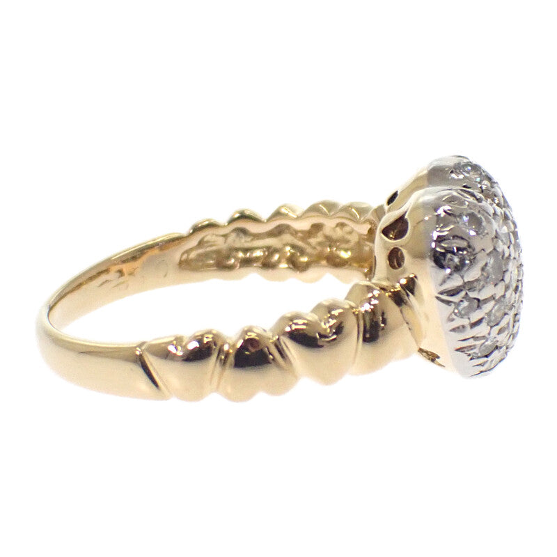 デザインジュエリー ハートパヴェ 10号 リング K18イエローゴールド Pt900プラチナ ダイヤモンド レディース【中古】【Aランク】