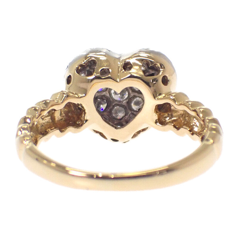 デザインジュエリー ハートパヴェ 10号 リング K18イエローゴールド Pt900プラチナ ダイヤモンド レディース【中古】【Aランク】