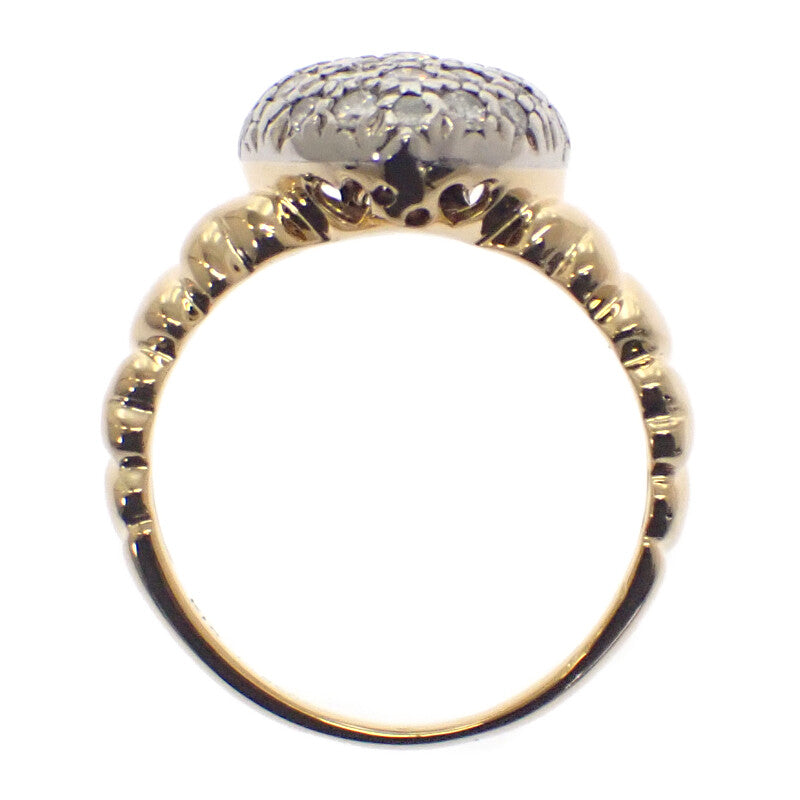 デザインジュエリー ハートパヴェ 10号 リング K18イエローゴールド Pt900プラチナ ダイヤモンド レディース【中古】【Aランク】