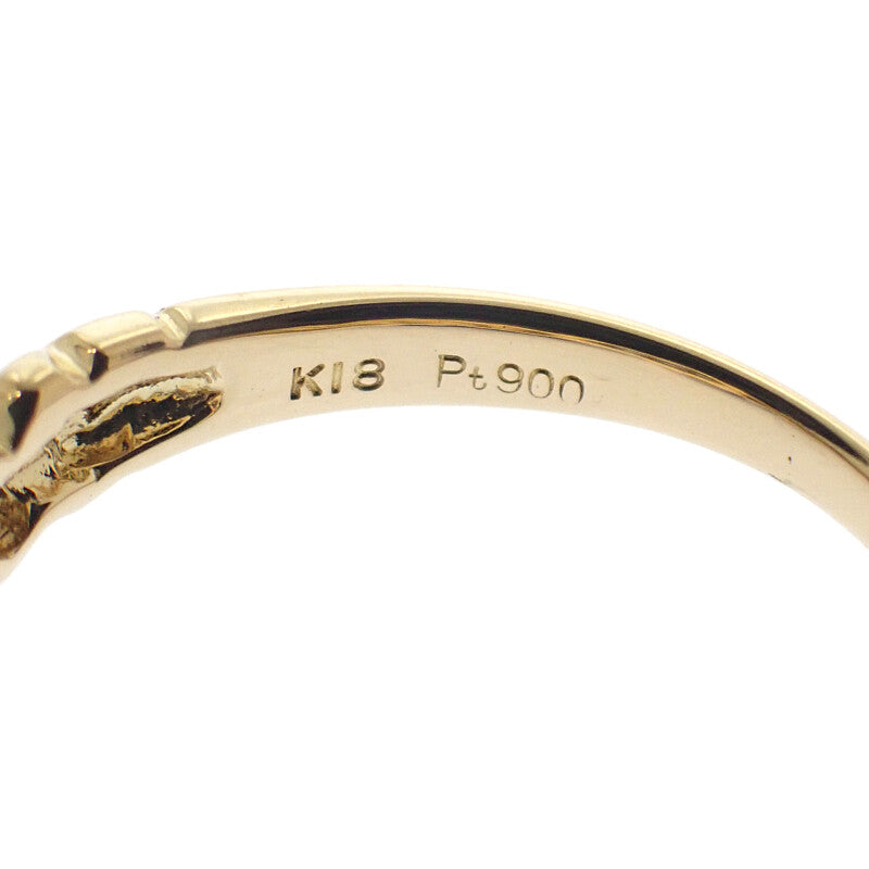 デザインジュエリー ハートパヴェ 10号 リング K18イエローゴールド Pt900プラチナ ダイヤモンド レディース【中古】【Aランク】