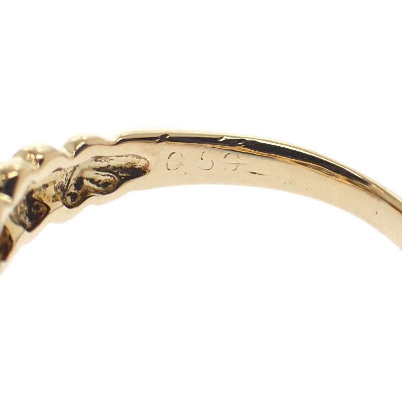 デザインジュエリー ハートパヴェ 10号 リング K18イエローゴールド Pt900プラチナ ダイヤモンド レディース【中古】【Aランク】