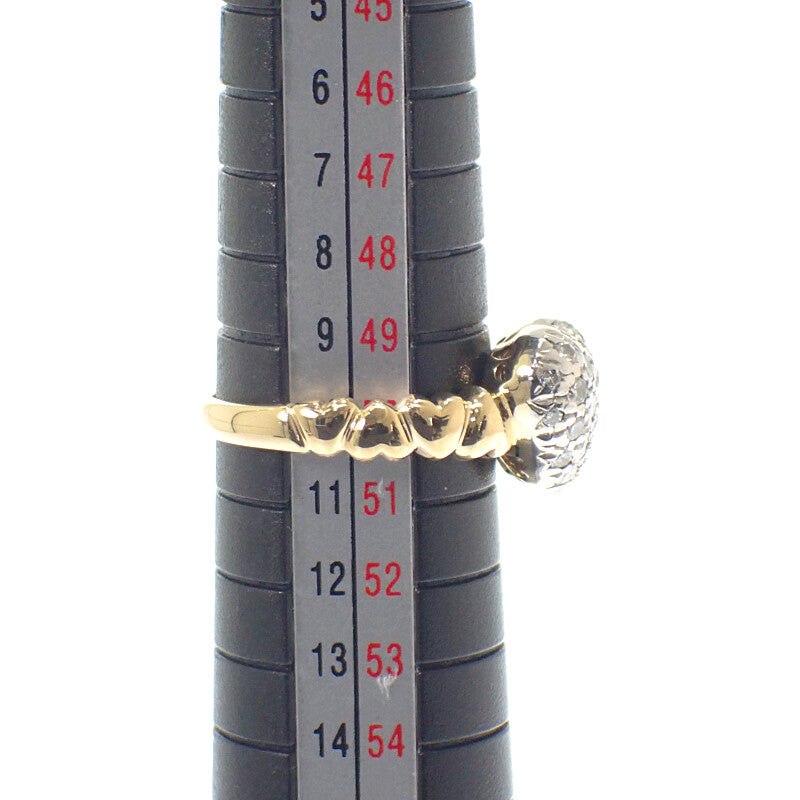 デザインジュエリー ハートパヴェ 10号 リング K18イエローゴールド Pt900プラチナ ダイヤモンド レディース【中古】【Aランク】