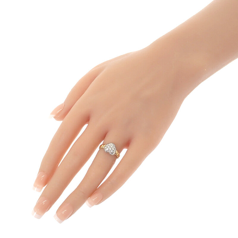 デザインジュエリー ハートパヴェ 10号 リング K18イエローゴールド Pt900プラチナ ダイヤモンド レディース【中古】【Aランク】