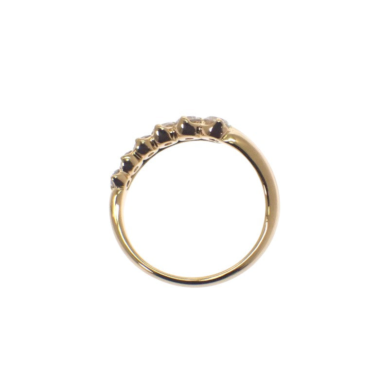 Design Jewelry Wave Size 11 Ring K18 Yellow Gold Diamond Women's
