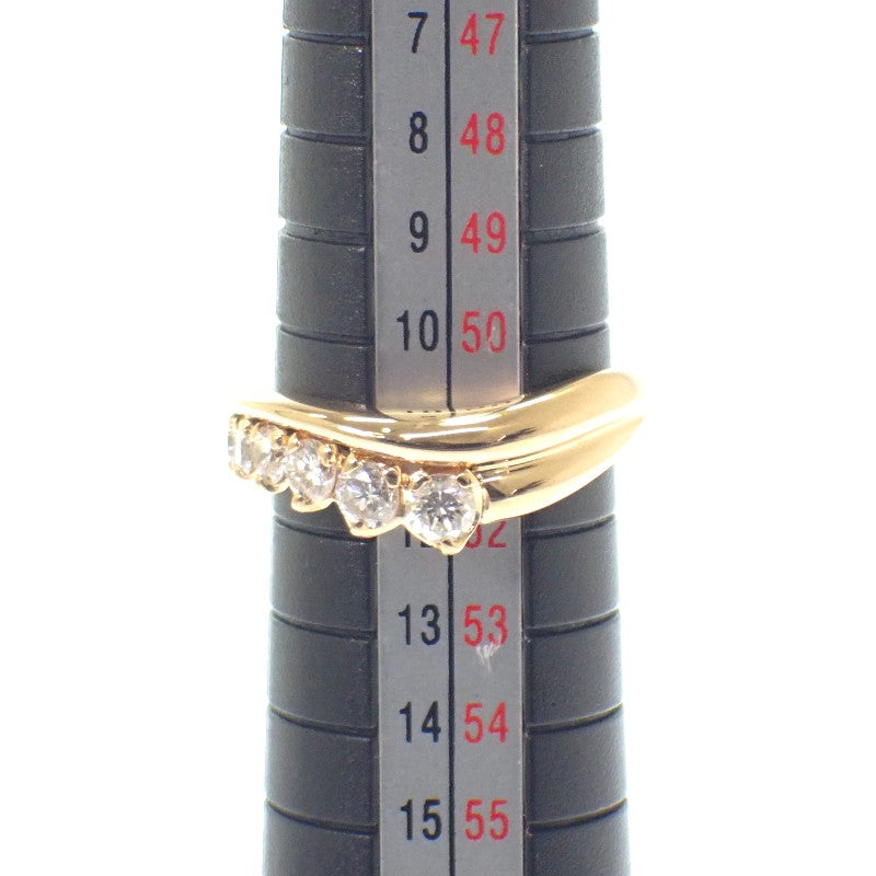 Design Jewelry Wave Size 11 Ring K18 Yellow Gold Diamond Women's
