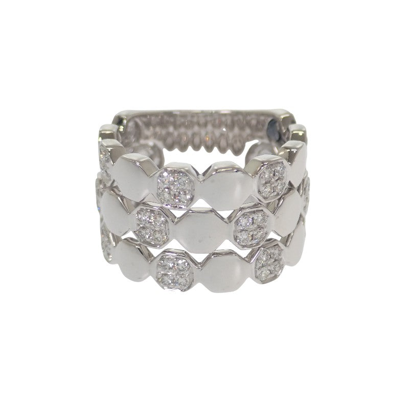 デザインジュエリー 幅広 12号 リング K18ホワイトゴールド ダイヤモンド レディース【中古】【Aランク】