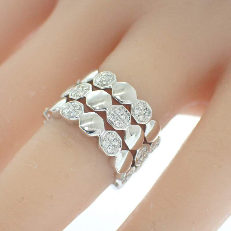 Designer Jewelry Wide 12 Ring K18 White Gold Diamond Women's