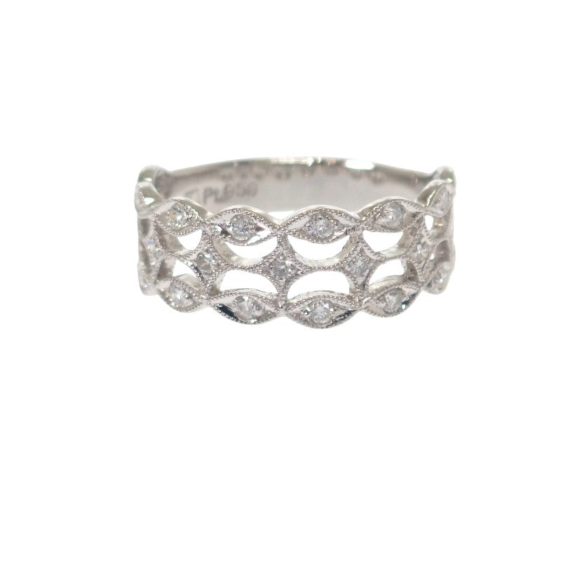 デザイン ジュエリー 12号 リング Pt950プラチナ ダイヤモンド レディース【中古】【Aランク】