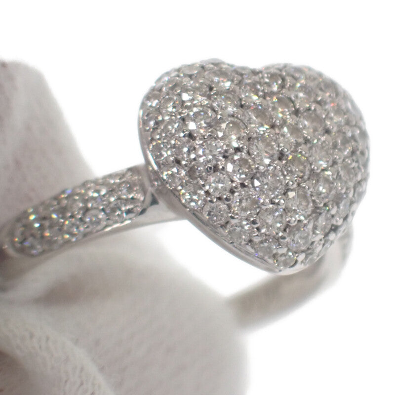 デザインジュエリー ハートパヴェ 13号 リング K18ホワイトゴールド ダイヤモンド レディース【中古】【Aランク】