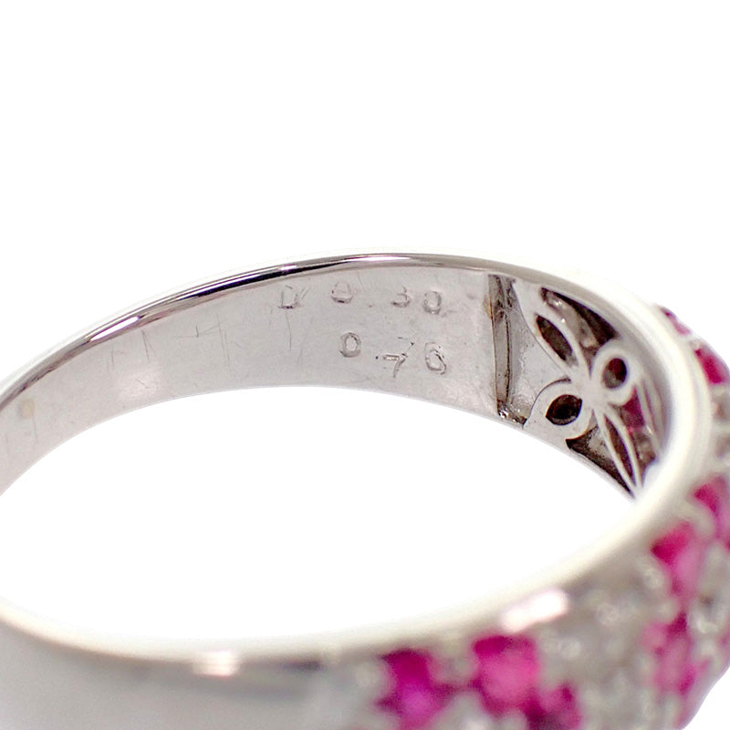 デザインジュエリー フラワー 15号 リング K18ホワイトゴールド ルビー ダイヤモンド レディース【中古】【Aランク】