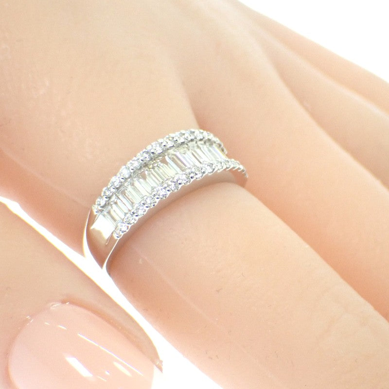 デザインジュエリー ハーフエタニティ 14号 リング Pt950プラチナ ダイヤモンド レディース【中古】【Aランク】